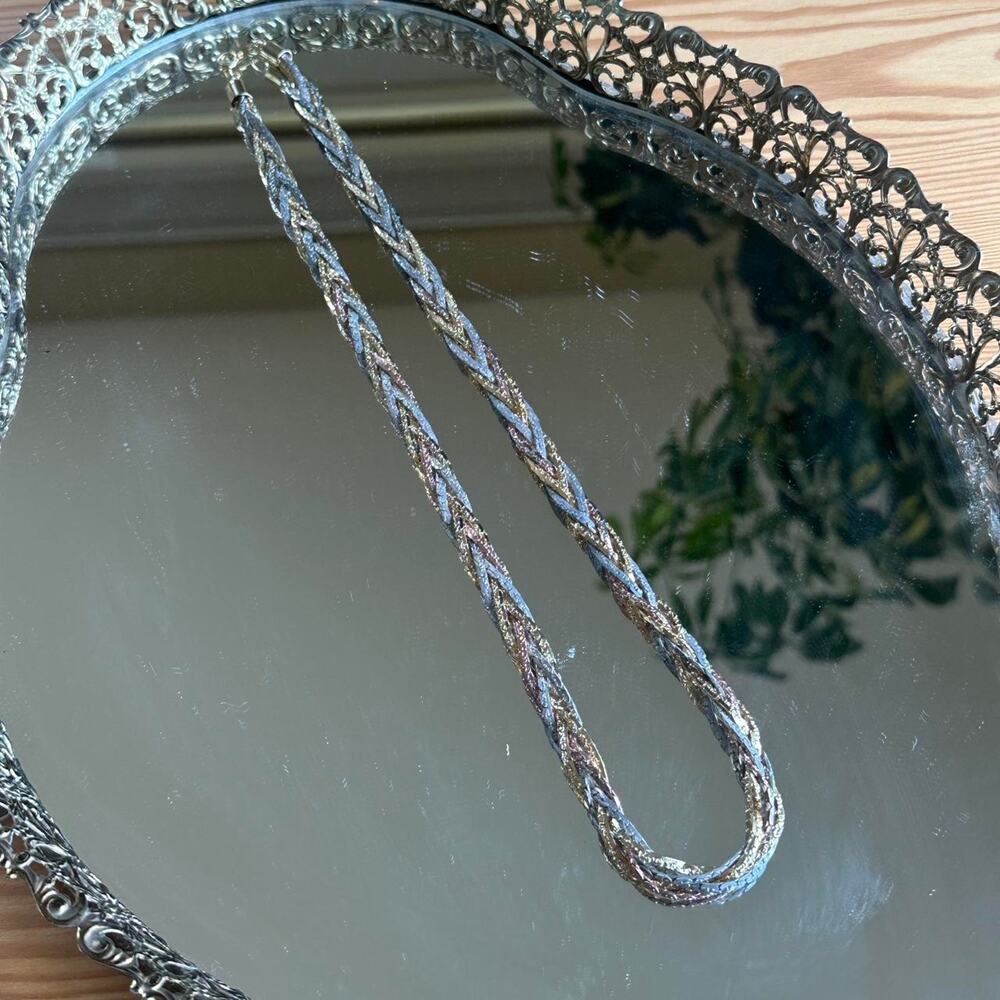 Vintage Women’s Braided Necklace Metallic Rope Chain Multicolor